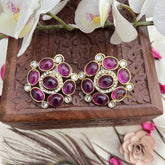 Vriksham Statement Pink Kundan Cocktail Stud Earrings-G20132